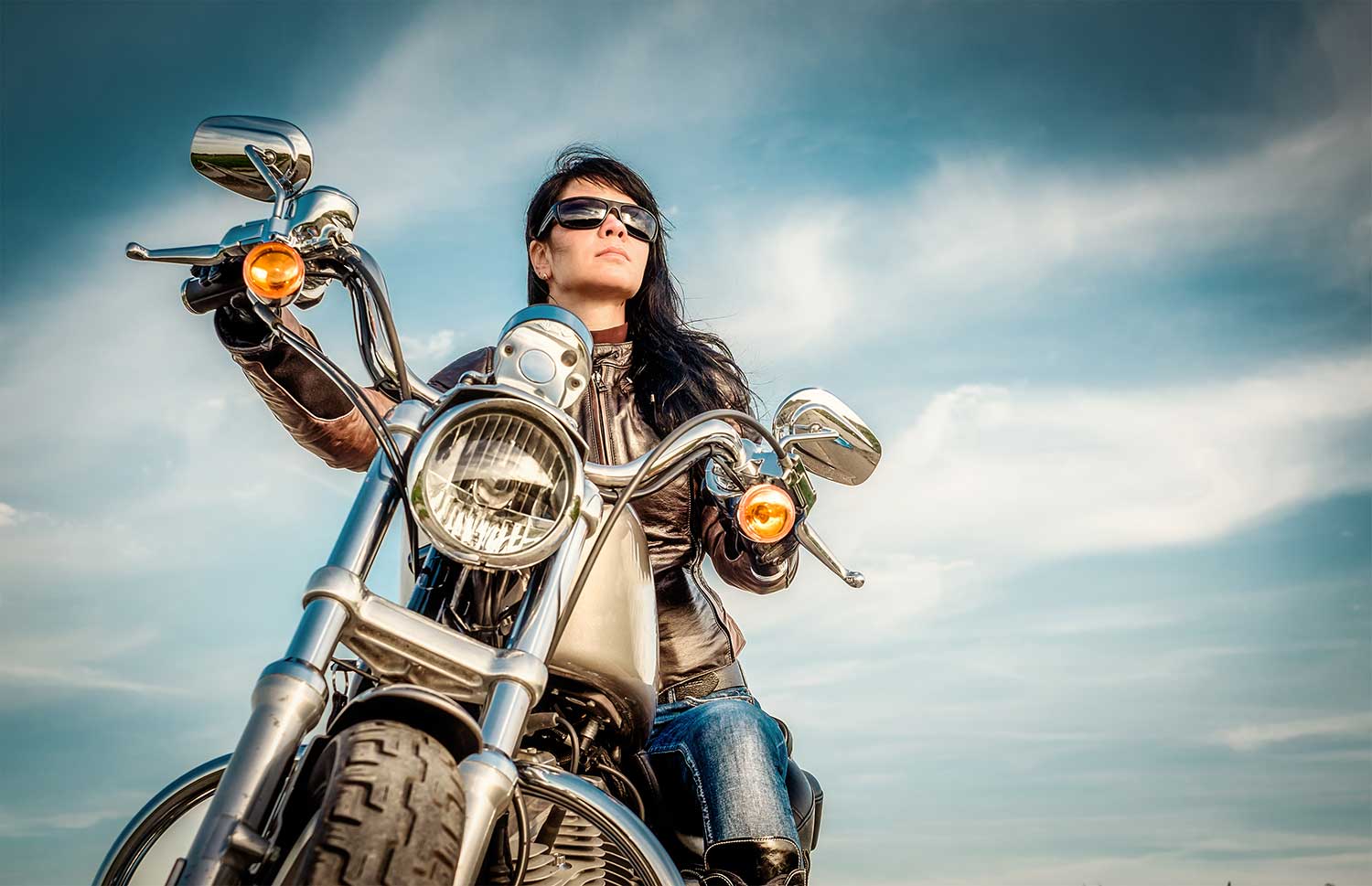 Woman in a motorcycle