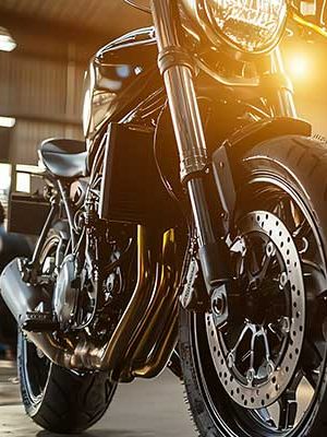 Motorcycle with headlights on